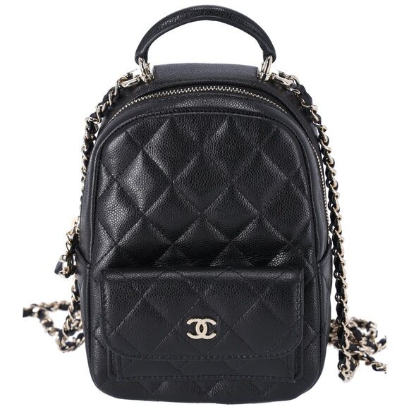 CHANEL Caviar Quilted CC Mini Classic Backpack Black Convertible Crossbody - Picture 3 of 11